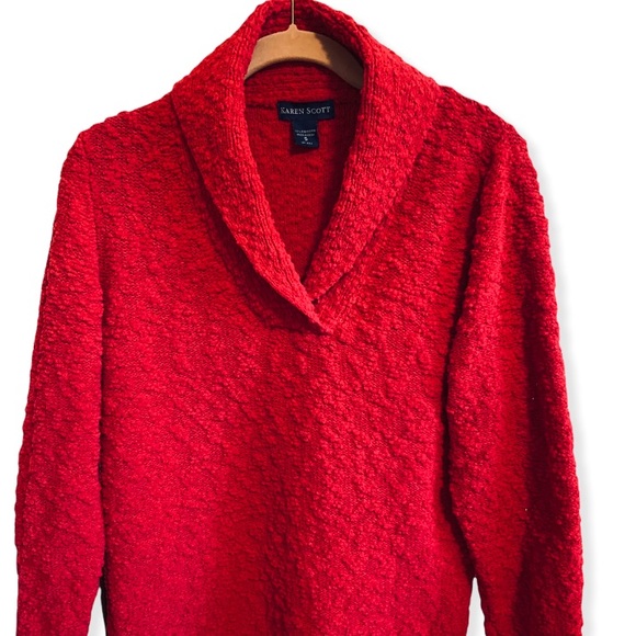 Karen Scott Red Pullover Sweater w/Shawl Collar - Picture 5 of 7